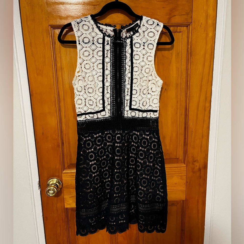 Aqua brand. Navy and white eyelet dress